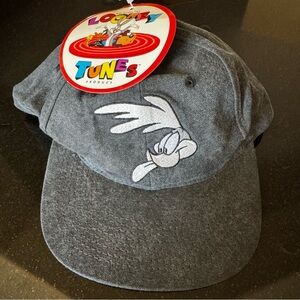 Looney Tunes Road Runner Embroidered Gray Hat Vintage 1995 NWT